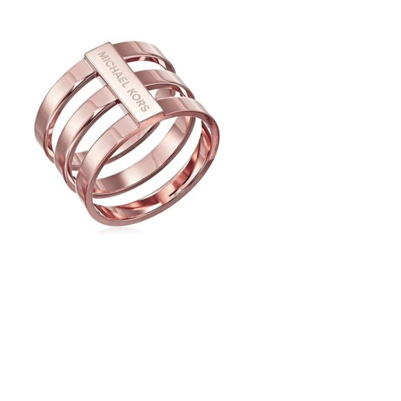 Rose Gold Michael Kors Tri Stack Open Bar Ring - Picture 4 of 8
